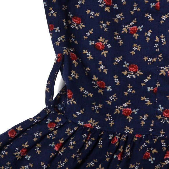 AUNT ABIGAIL'S ATTIC Cottagecore Prairie Blue Floral Rose Collared Dress XXS 896 - Picture 4 of 5